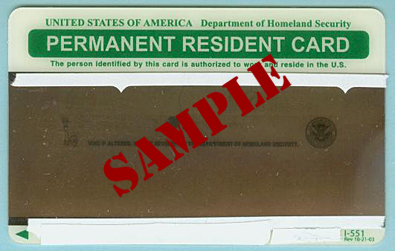 Example Greencard: Back Example Greencard: Back