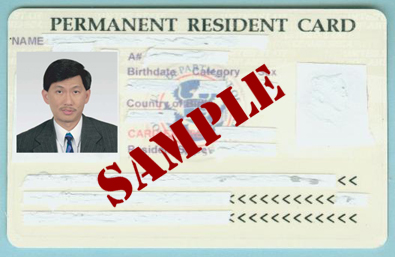 Example Greencard: Front Example Greencard: Front