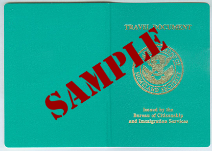 Specimen reentry permit, Form I-327, cover Specimen reentry permit, Form I-327, cover